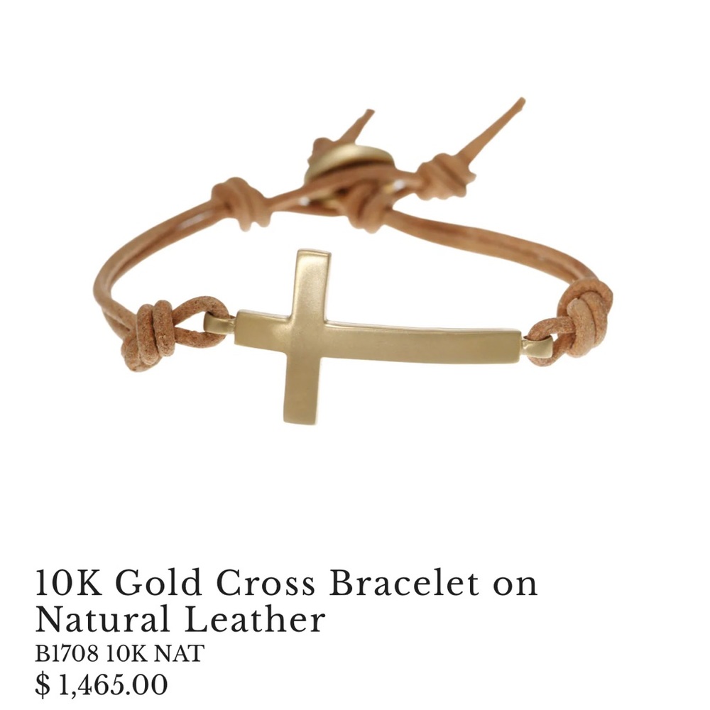 Genuine Me and Ro 10k gold cross and diamond bracelet
